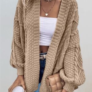SHEIN Chunky Knit Cardigan - Beige